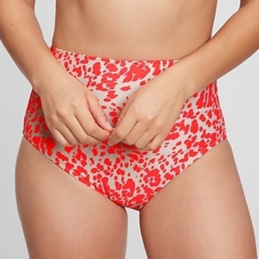 NWT! Pink Cheetah Recycled High Rise Bikini Bottom - Size Large 🌻